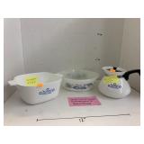 Tea Pot & Baking Dishes, Corningware & Glass Bake