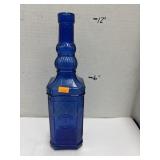 Vintage Cobalt Blue Cathedral Style Glass Bottle