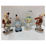 4 Porcelain Clowns, 2 Are Bells, Signed