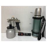 Paint Can, Flashlight, Coleman thermos