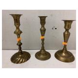 3 Brass Candlesticks