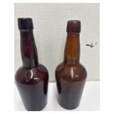 Vintage Amber Glass Beverage Bottles
