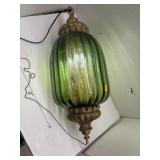 MCM DARK GREEN HANGING SWAG LAMP RETRO LIGHT VTG