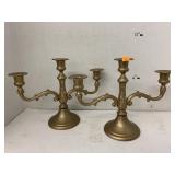 2 Metal, Brass candelabras