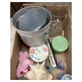Pails, decor, candles, conch, trivets, etc