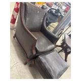 Vintage Leather Arm Chair w/ Footstool