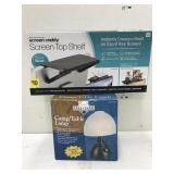 Screen Top Shelf and Camp Table Lamp