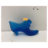 Vntg Fenton Blue Hobnail Cat Head Glass Shoe