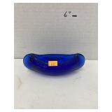 Blue glass canoe