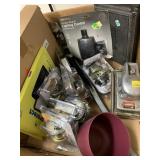 Box of drill bits, doorknobs, misc