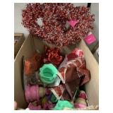 Box of valentine decor, ice cream holders?, misc