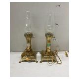 Pair of brass table lamps