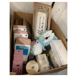 Box of pillow cases, ring pillow, misc