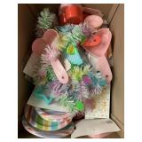 Box of measuring cups, plates, misc