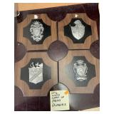 Vintage wooden coat of arms plaques