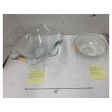 vntg ruffle Glass Bowl and vnth Jeannette co bowl
