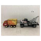 Metal Tonka truck & ERTL tow truck