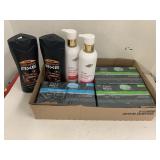 Flat of Soap, Dove, Axe, liquid and  Bars