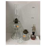 3cnt oil lamps, glass globe too small for lamp