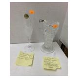 Vntg champagne flute and iridescent vase