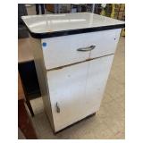 Vintage Porcelain Top Cabinet w/ Contents