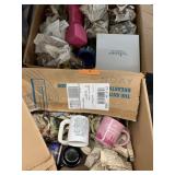 2 boxes of mugs and misc