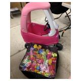 Little tikes ride in car and plastic blocks