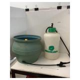 Plastic planter and sprayer