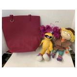 Rugrats doll, wimzie doll, and bag