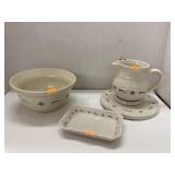 Longaberger bowl, trivet, pitcher, & spoon rest