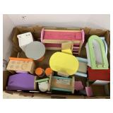 Box of Wooden Doll House Furniture