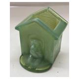 Vintage Green Glass Dog House Toothpick Holder