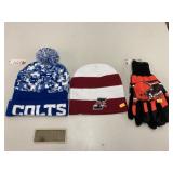 Colts & Illini knit hats & Cleveland Browns
