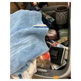 Tote of bathroom items