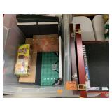 Tote of art supplies, paint sets