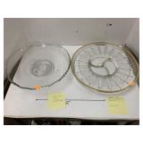 Vntg cake plate? And 50s serving tray