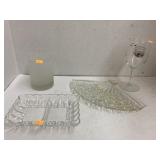 Vntg glass plates, tumbler, & wine glass