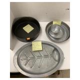 Pewter platter and cake Pans