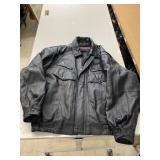 Black leather coat (size ?)
