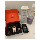 Razor, soap, deodorant, hand sanitizer