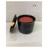 Longaberger salt cellar w/lid, candle inside