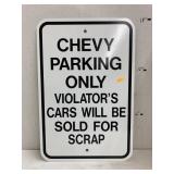 Metal Chevy parking sign