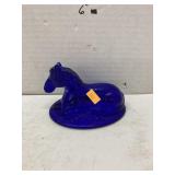 Blue glass horse figure