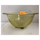 Vntg Ribbed Depression Glass Mixing Bowl Yellow