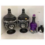 2cnt  Skull vases with lids, Light up decor,
