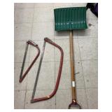 Shovel and 2 hand saws