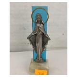 Vintage Art Deco Virgin Mary Statuette Pewter