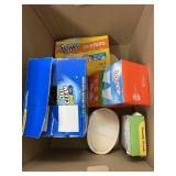 Box of swifter duster, bounce dryer sheets, misc