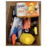 Box of laundry items, cleaning items, misc