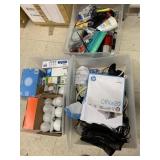 3 containers of printer paper, lightbulbs, misc
